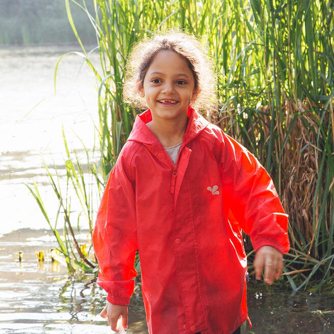 Kids Red Waterproof Jacket Recycled 2/4