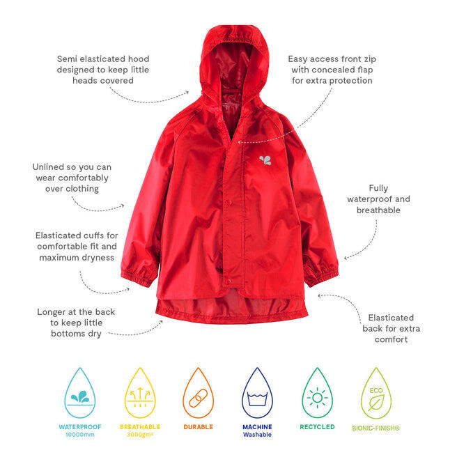 Kids Red Waterproof Jacket Recycled 4/4