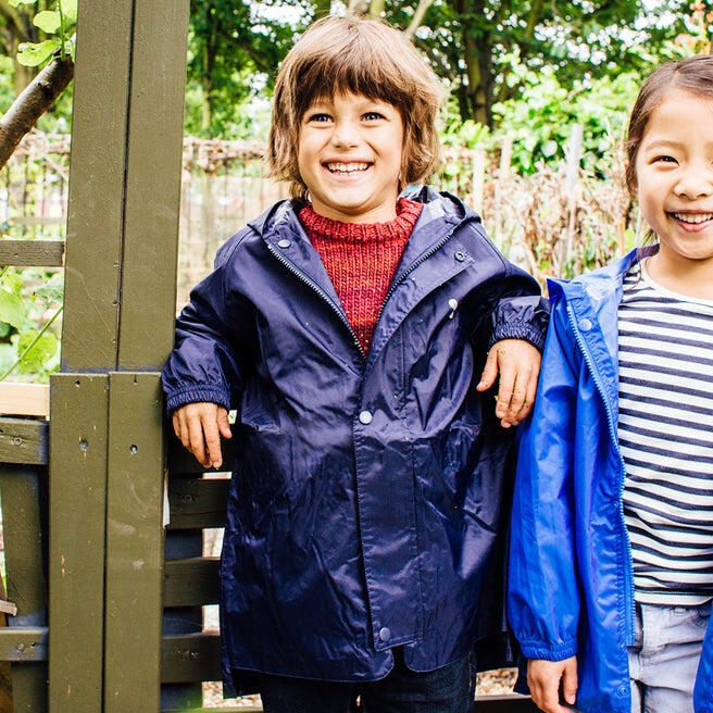 Kids Navy Blue Waterproof Jacket Recycled 2/4