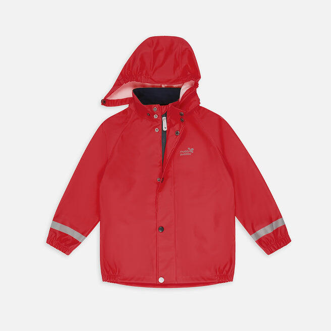 MUDDY PUDDLES Kids Red Waterproof Jacket Recycled