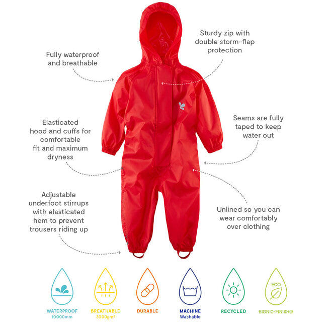 Kids Red Waterproof All in One Recycled 4/4