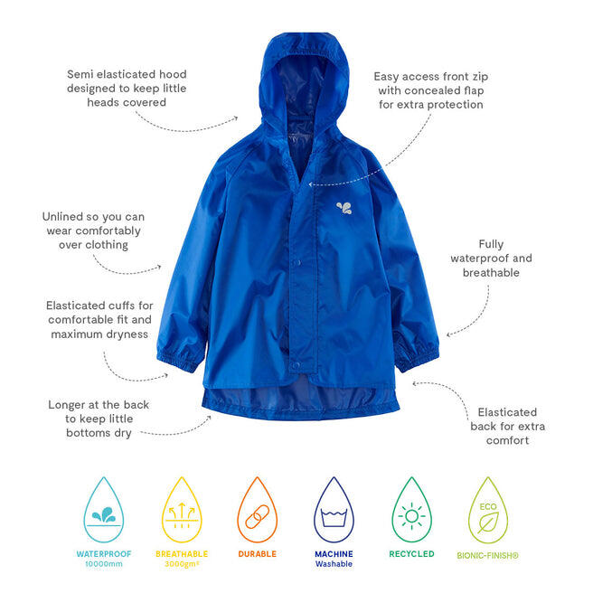 Kids Blue Waterproof Jacket Recycled 4/4