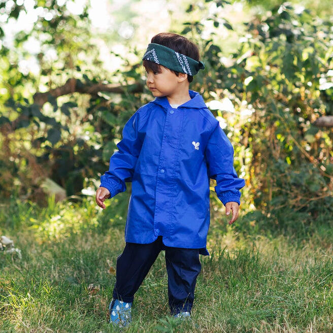 Kids Blue Waterproof Jacket Recycled 2/4