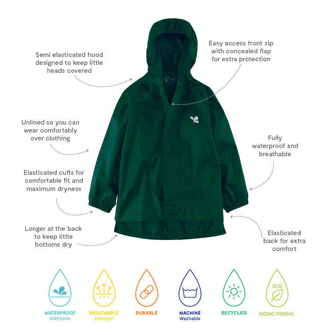 Kids Green Waterproof Jacket Recycled 4/4