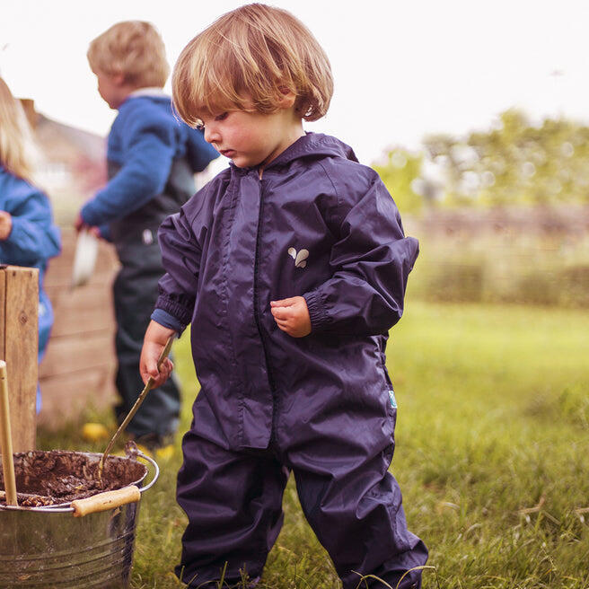 Kids Navy Blue Waterproof All in One Recycled 2/4