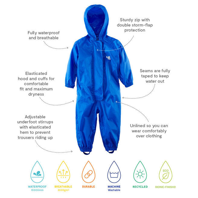 Kids Blue Waterproof Puddle Suit Recycled 4/4