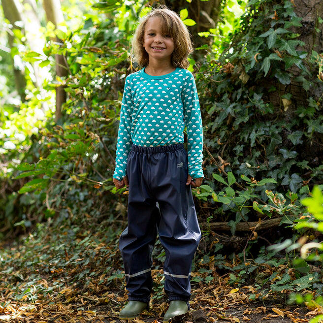 Kids Navy Blue Waterproof Trousers Recycled 3/3