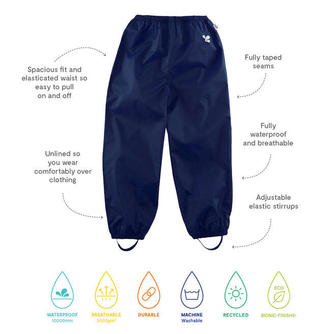 Kids Navy Blue Waterproof Trousers Recycled 4/4