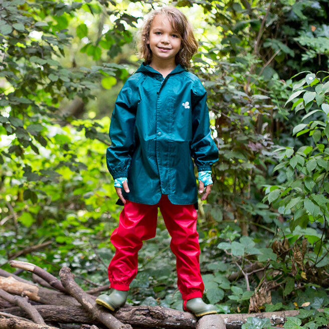 Kids Red Waterproof Trousers Recycled 2/3