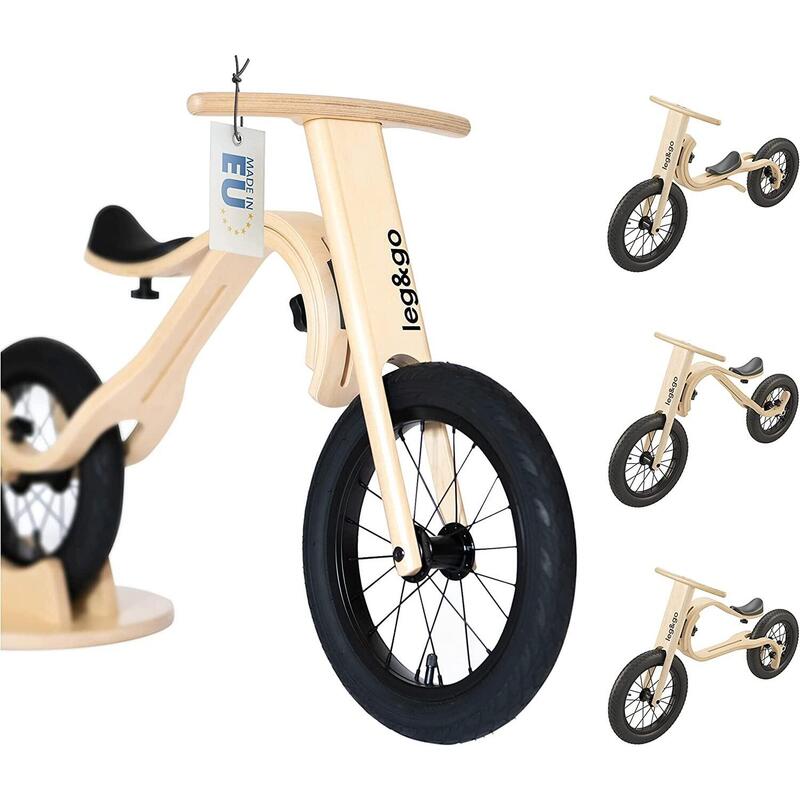 Draisienne 3-en-1 leg&go en bois pour les enfants et les tout-petits