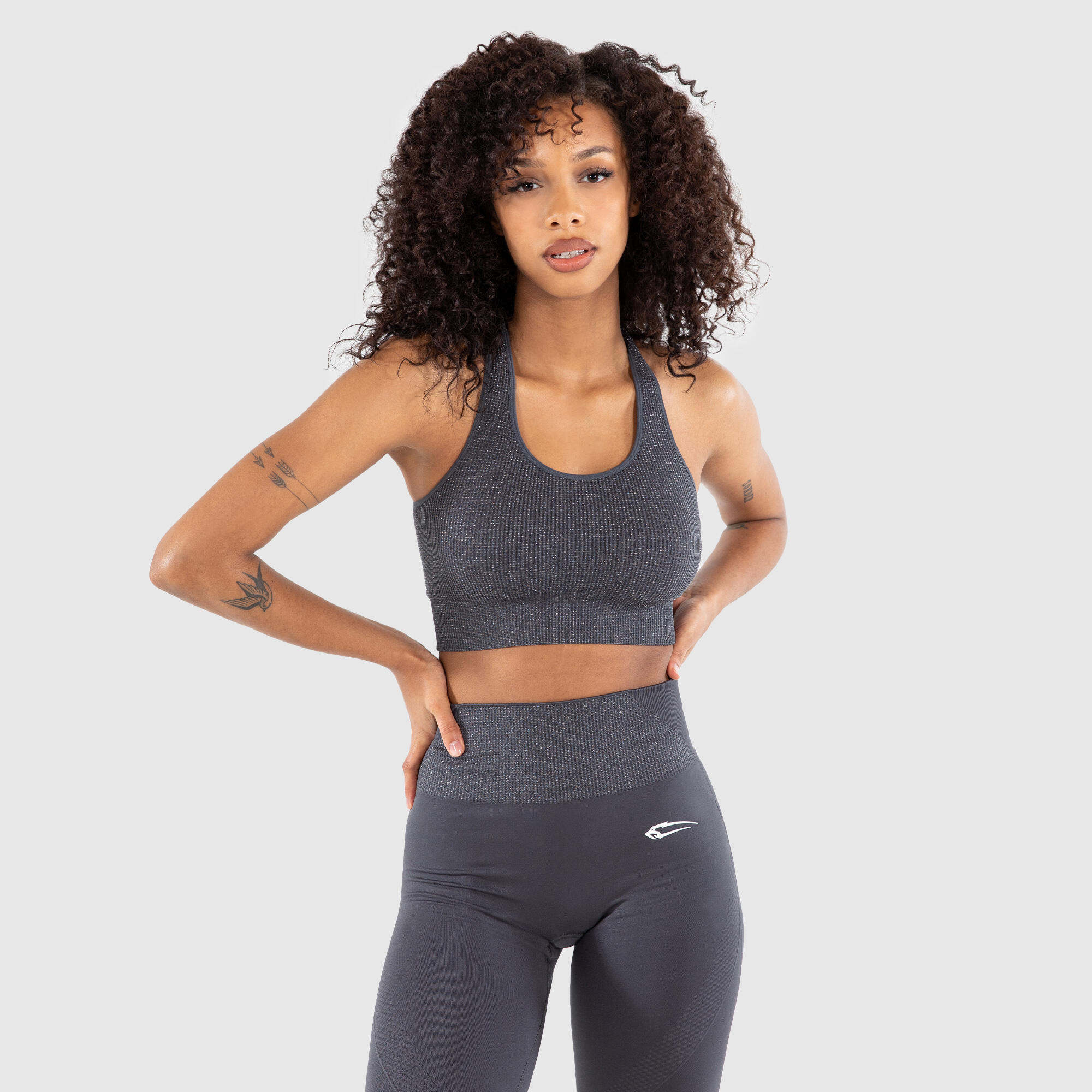 SMILODOX Damen Sport BH Head Up High Grau
