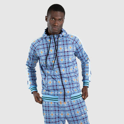 Herren Kaputzenjacke Hefner Hellblau Kariert