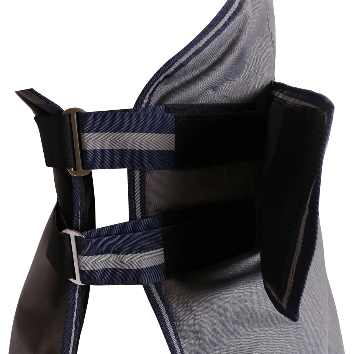 Decke Turnout mit Halsteil 400gr Epplejeck Grau-Blau 3/4