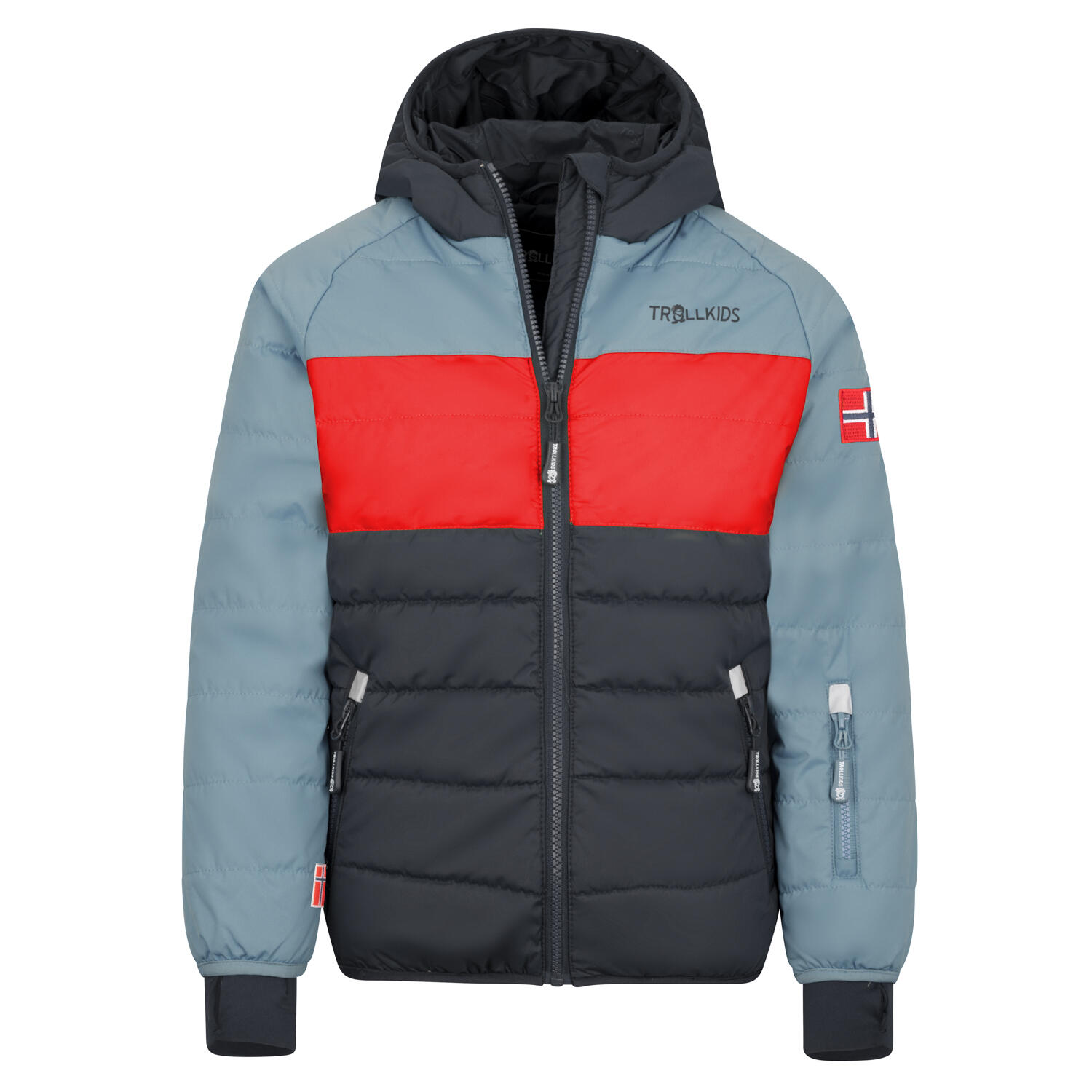 Hafjell XT children's winter jacket steel blue/navy/red