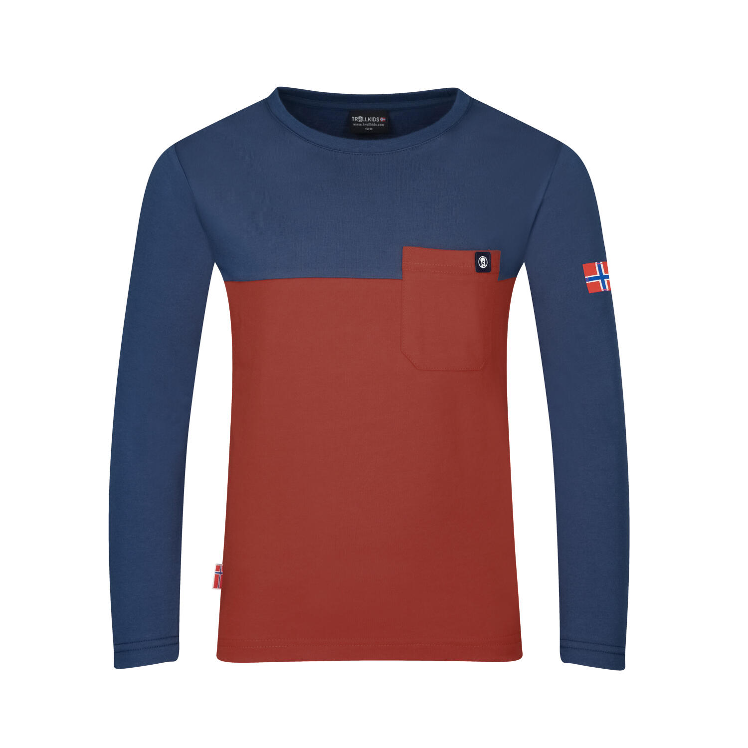 TROLLKIDS Kinder Longsleeve Bergen Rostrot/Mystik Blau