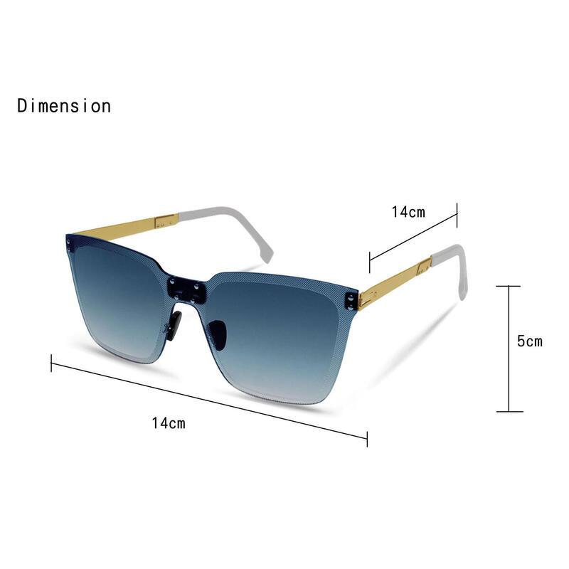 PAPER O004 Adult Unisex Folding Sunglasses - Brush Gold /  Blue Gradient