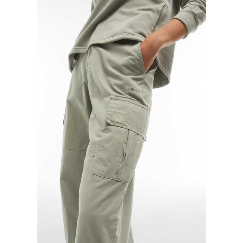 Pantaloni cargo in canvas tinto capo