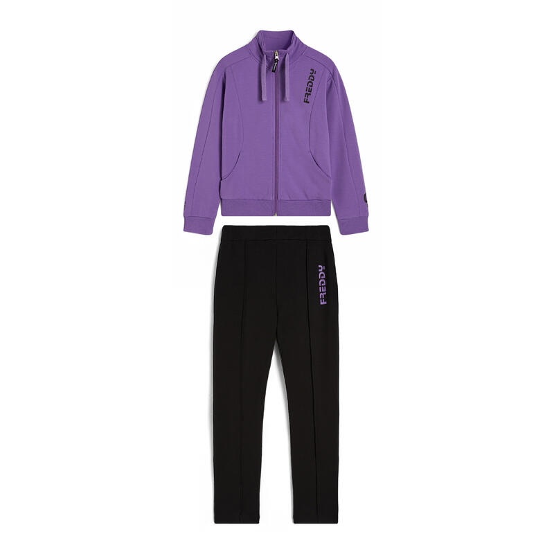 Tuta full zip con pantaloni a fondo dritto e logo a contrasto Tuta full zip con pantaloni a fondo dritto e logo a contrasto