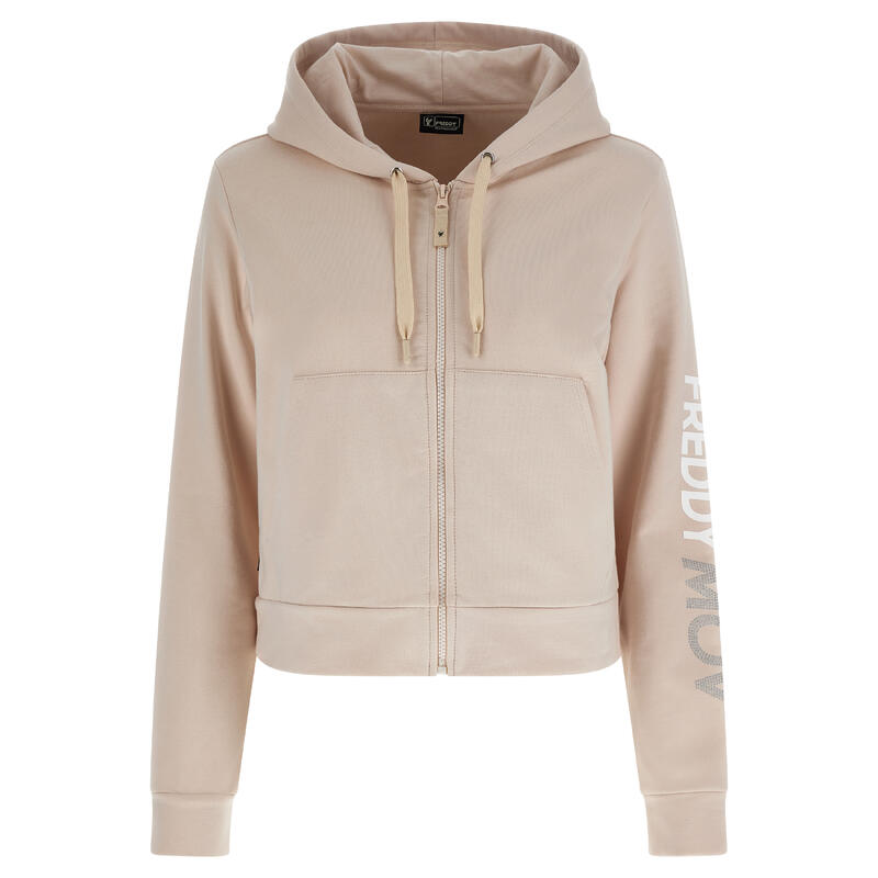 Felpa full zip con cappuccio e maxi stampa sulla manica