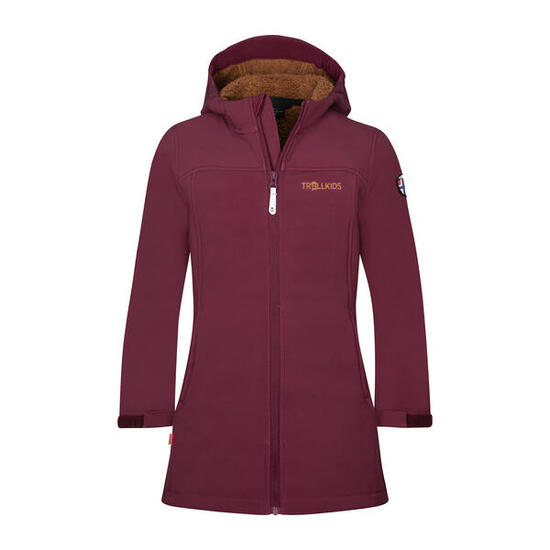 Manteau softshell fille Kristiansand rouge bordeaux/marron caramel