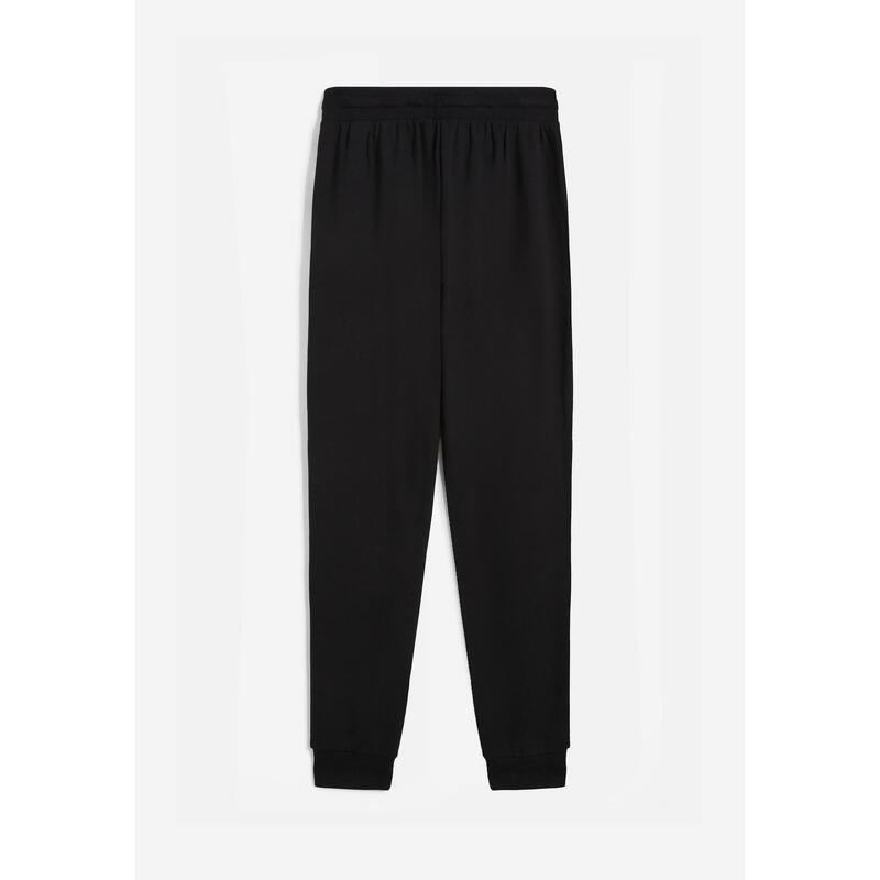 Pantaloni regular fit in felpa viscosa con fondo a polsino