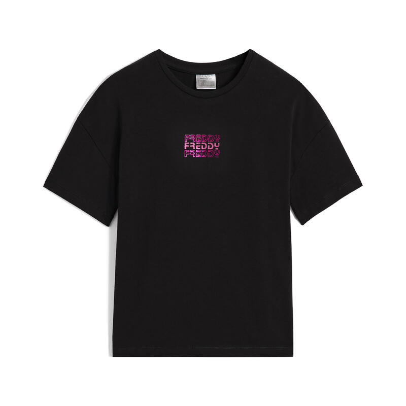 T-shirt da bambina oversize con logo specchiato