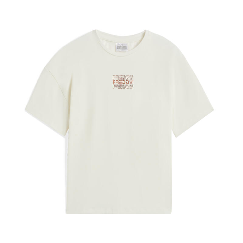 T-shirt da bambina oversize con logo specchiato