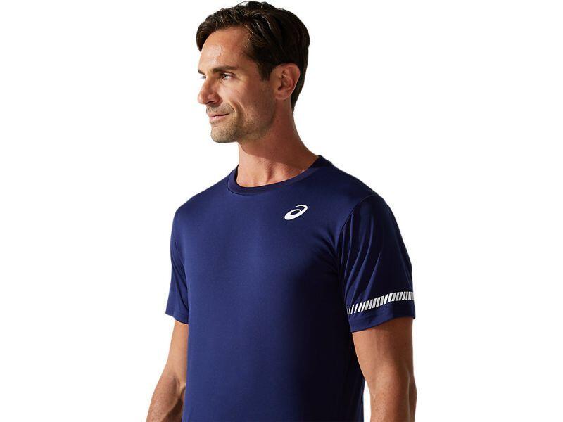 Herren Kurzarm-T-Shirt Asics Court SS Blau 4/5