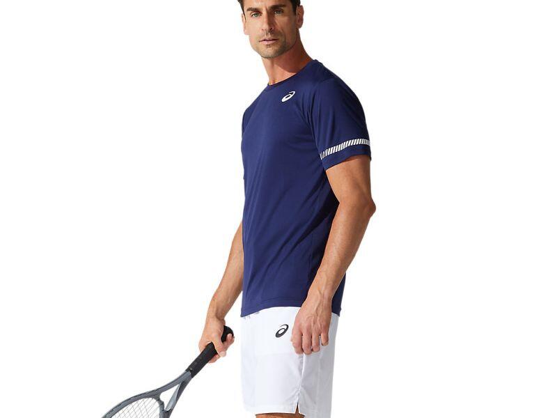 Herren Kurzarm-T-Shirt Asics Court SS Blau 3/5