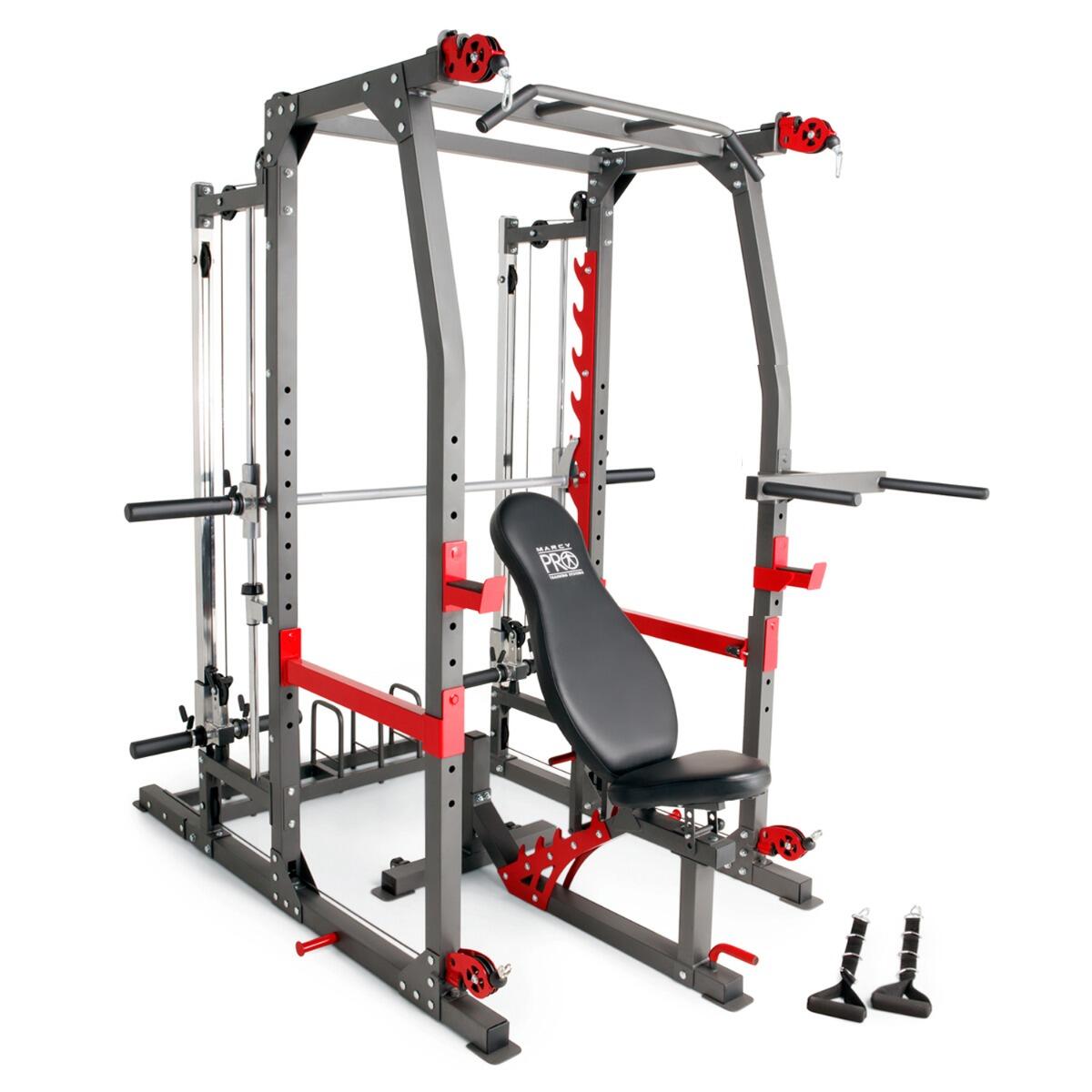 MARCY PRO SM4903 MULTI GYM CAGE SMITH MACHINE & ADJUSTABLE WEIGHT BENCH 1/7