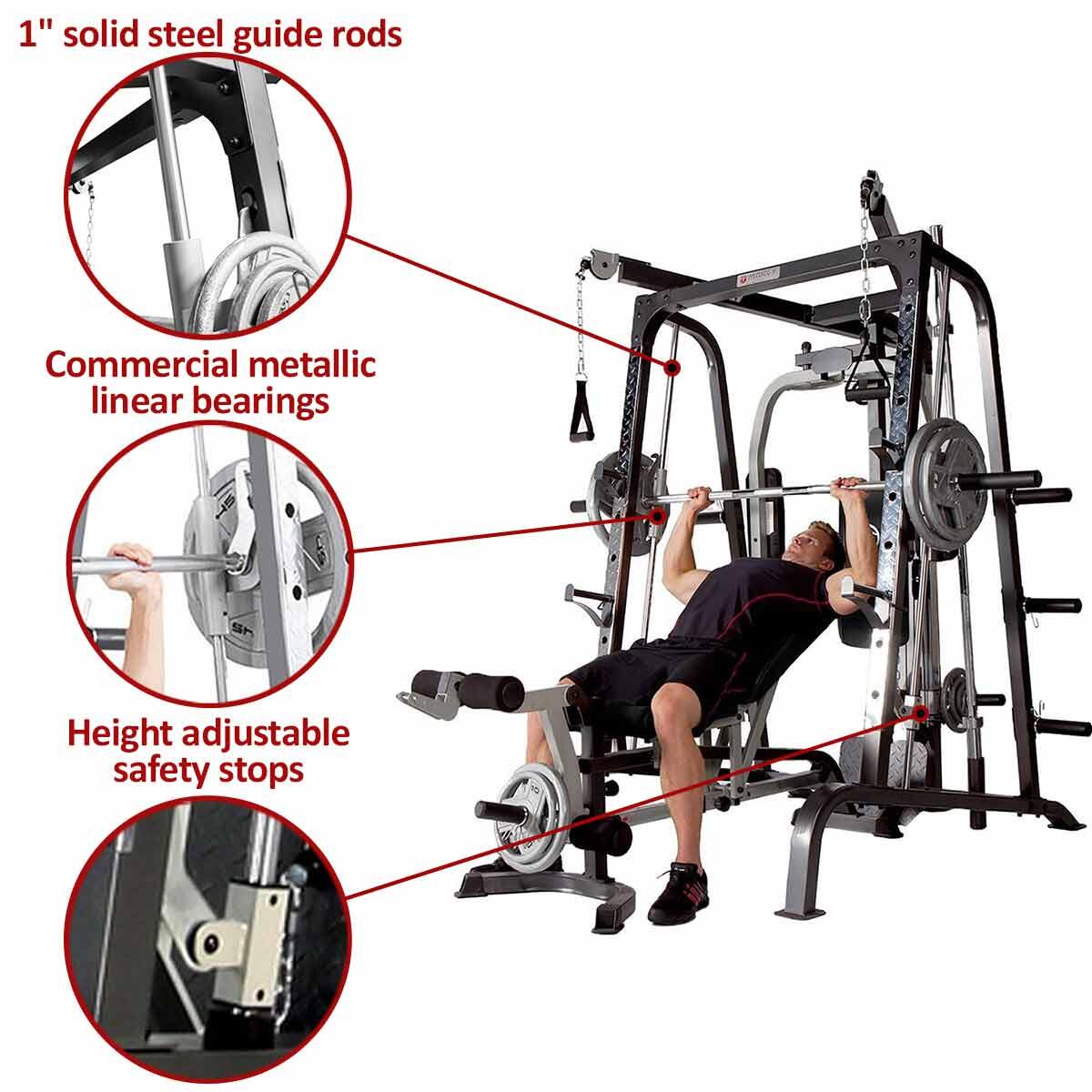 MARCY MD9010G DIAMOND ELITE DELUXE SMITH MACHINE WITH WEIGHT BENCH 2/8