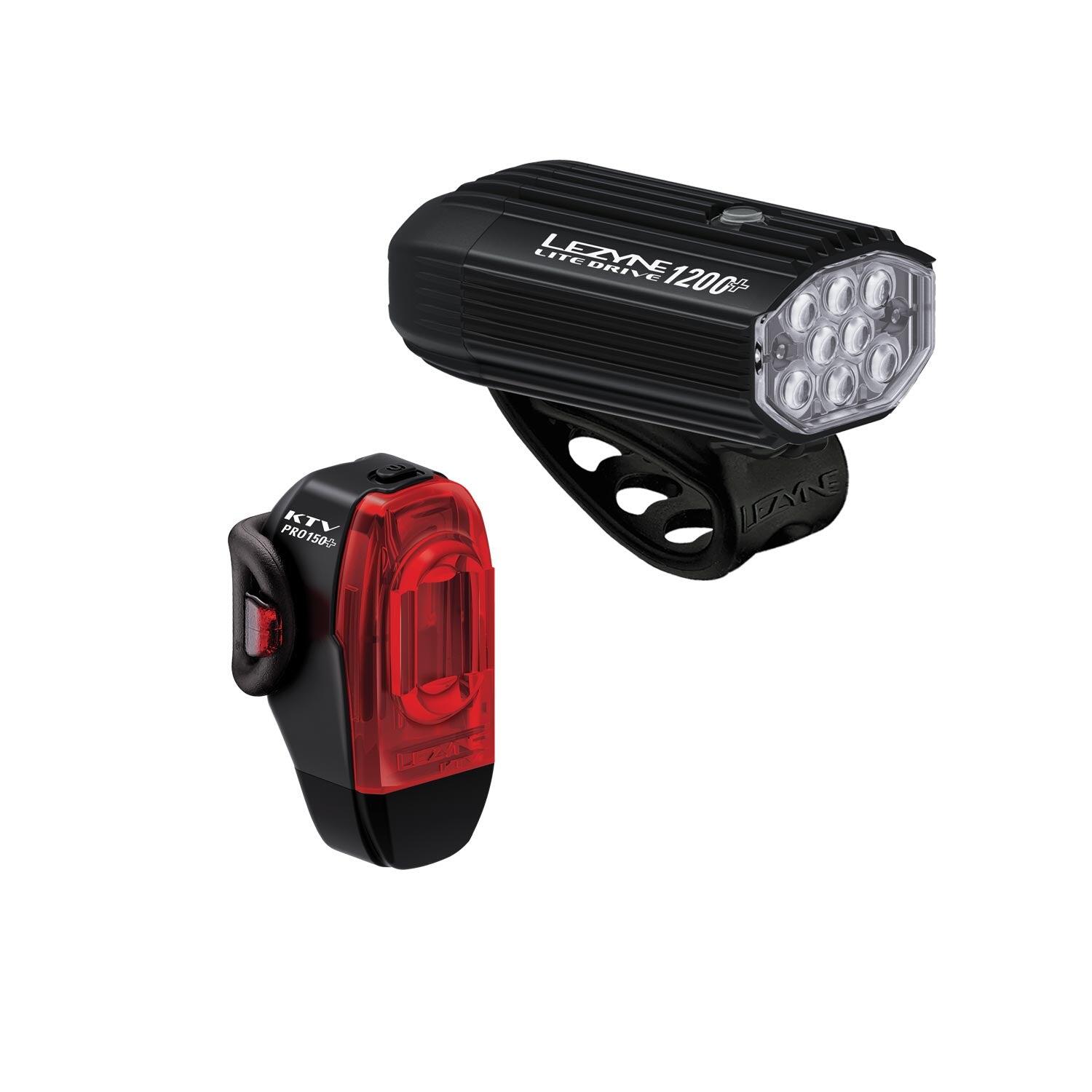 Lezyne Lite Drive 1200+ /  KTV Drive Pro+ Cycle Light Set Black 1/5