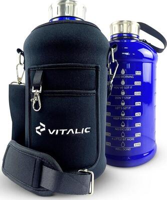 Waterfles met isolerende hoes - sportfles - motiverende drinkfles - fles 2 liter
