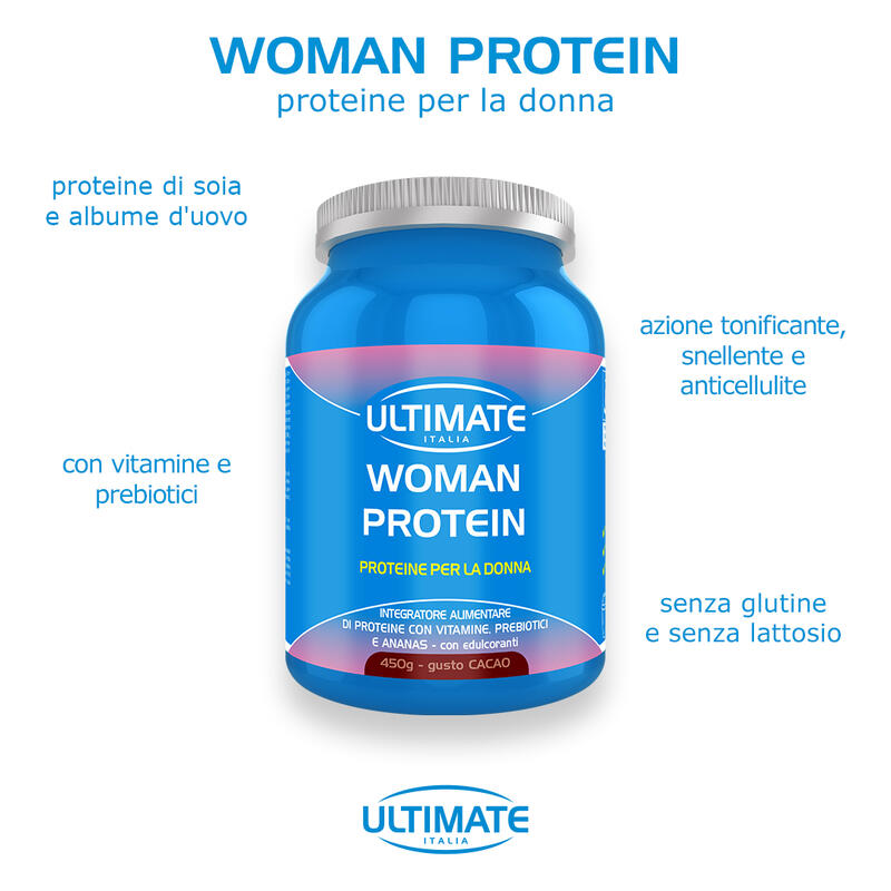 Integratore alimentare - WOMAN PROTEIN CACAO - 450g