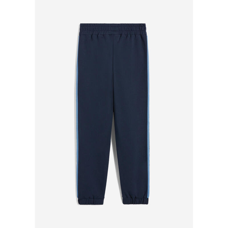 Pantaloni joggers da bambina in felpa con bande argento