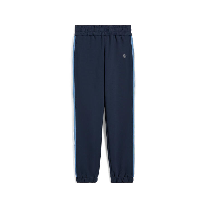 Pantaloni joggers da bambina in felpa con bande argento