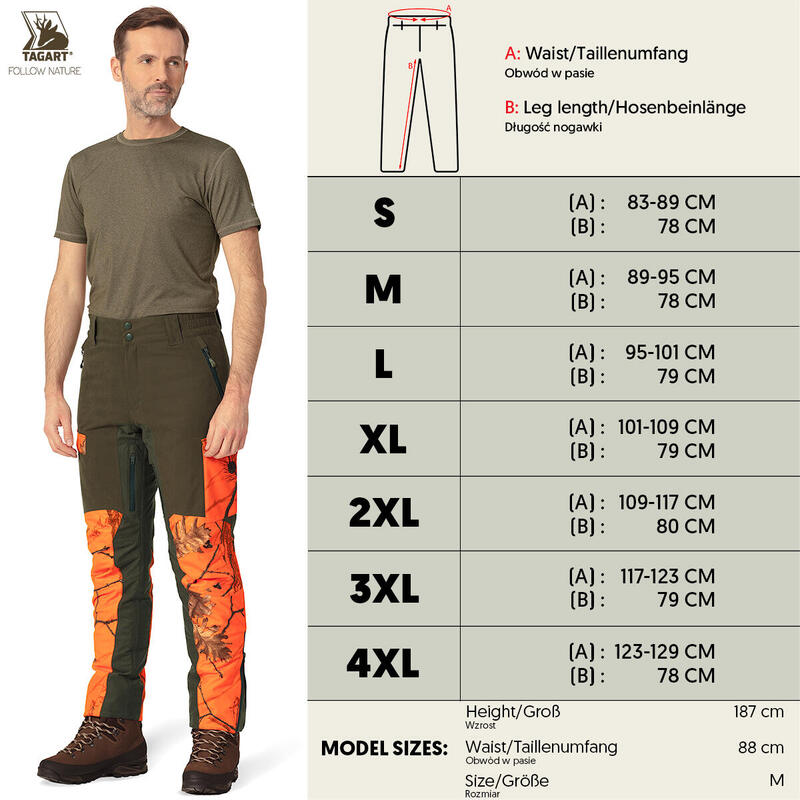 Jagdhose Thunder Thermo 4 mit Membran orangefarbener Camouflage