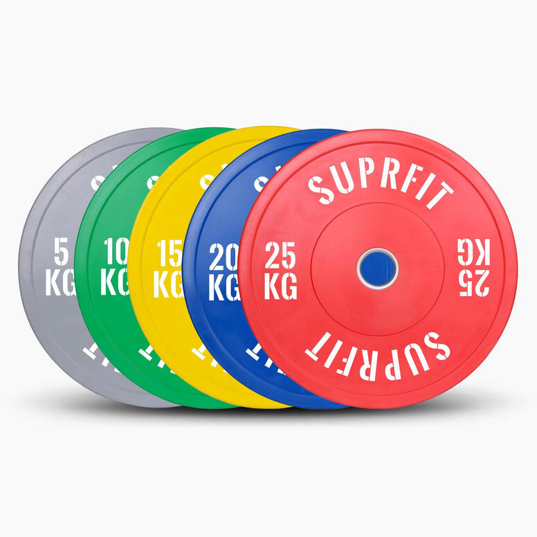 Colored Bumper Plates White Logo (Par) - 15 kg