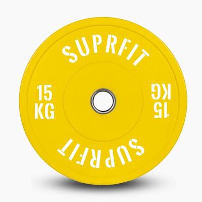 Colored bumper plates white logo (individueel) - 15 kg