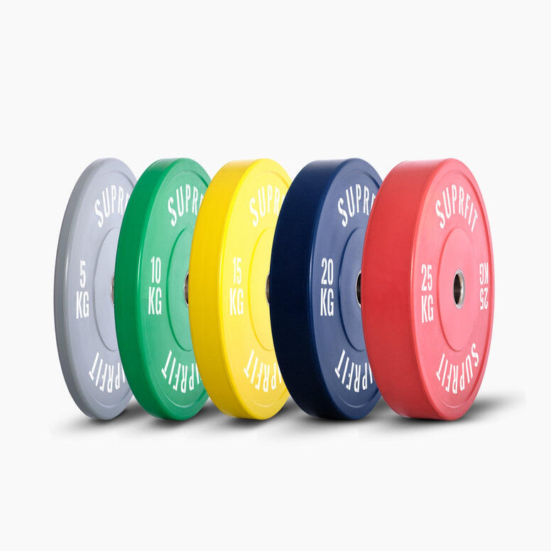 Colored Bumper Plates White Logo (individueel) - 15 kg