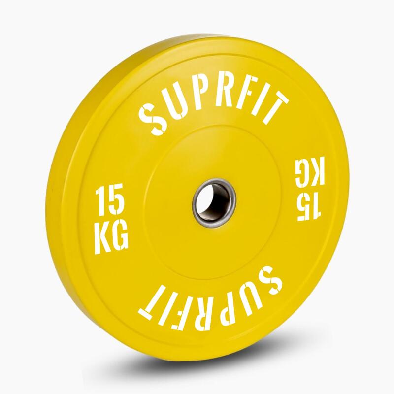 Colored Bumper Plates White Logo (Paar) - 15 kg