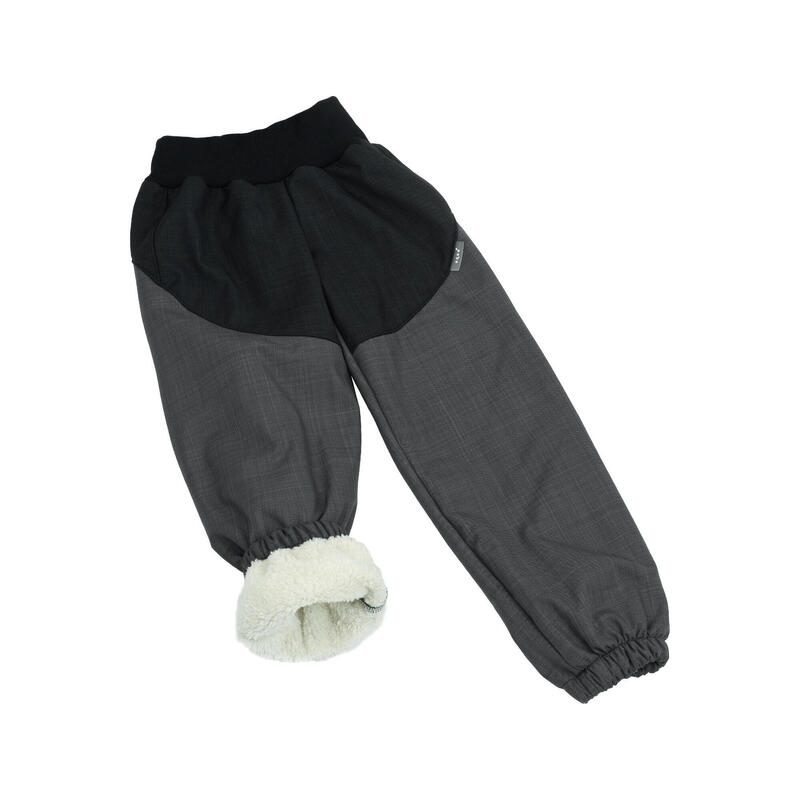 Dětské softshellové kalhoty s beránkem Light, Černá Žíhaná
