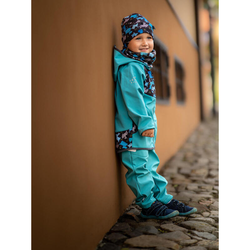 Dětská softshellová bunda s fleecem Basic, Sv. Smaragdová, Pejsci