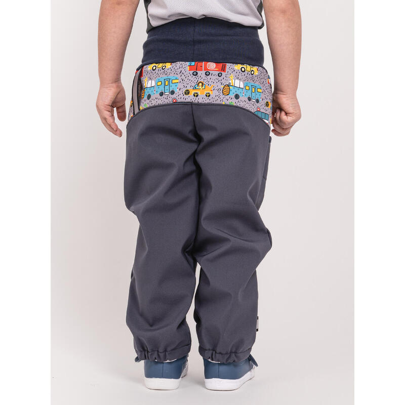 Dětské softshellové kalhoty s fleecem Basic, Tm. Šedá, ZOO na výletě