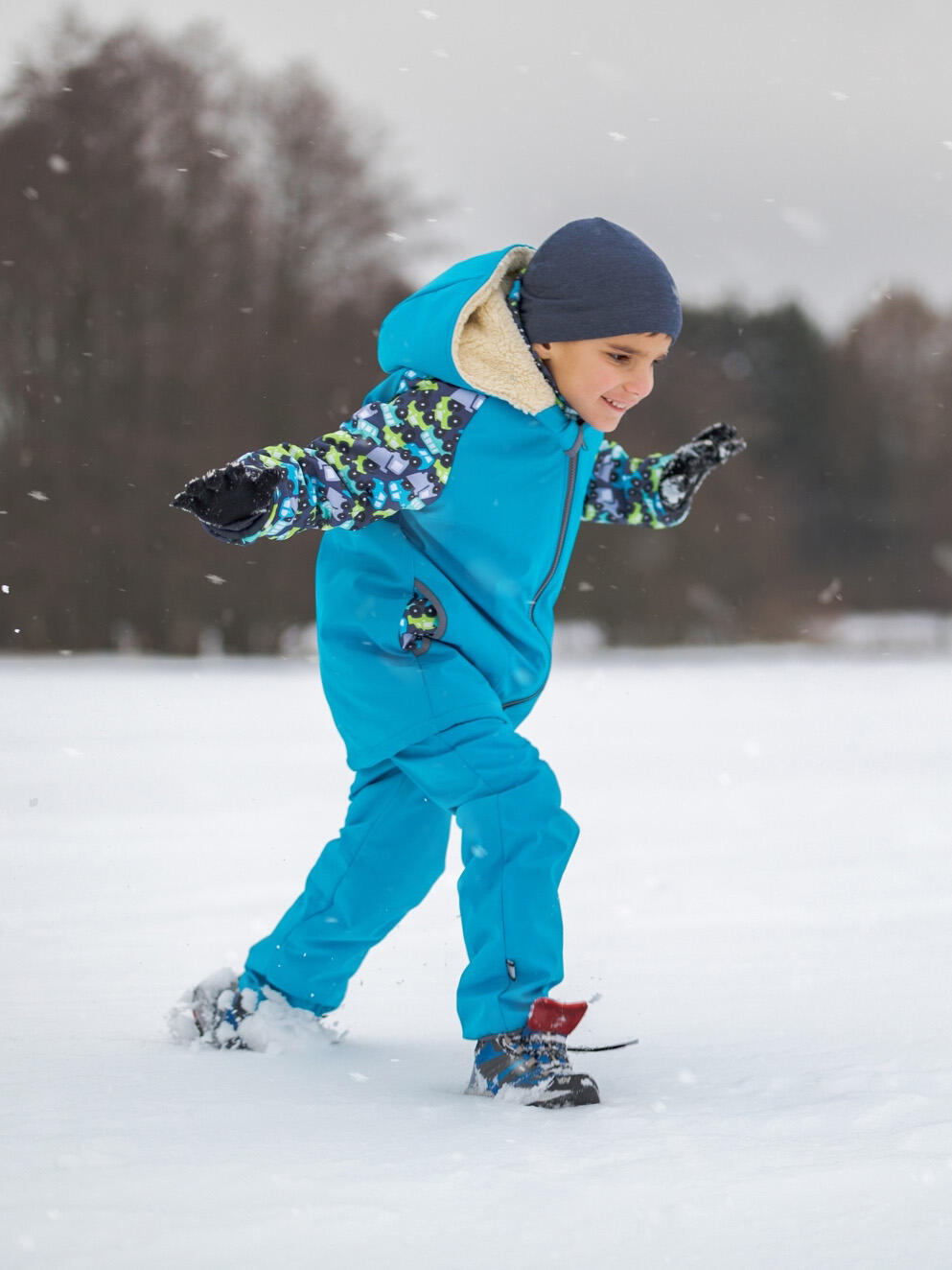 Softshell-Schneehose mit Teddyfutter für Kleinkinder Plus, Dunkel Blau Schwarz, 6/7