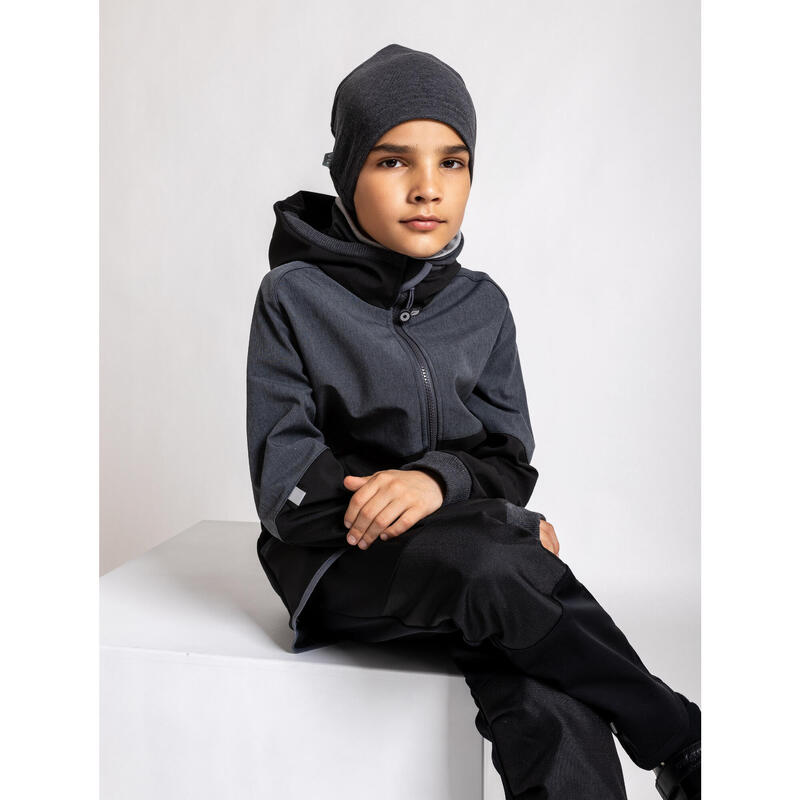Dětská softshellová bunda s fleecem Street, Černá, Žíhaná Antracitová