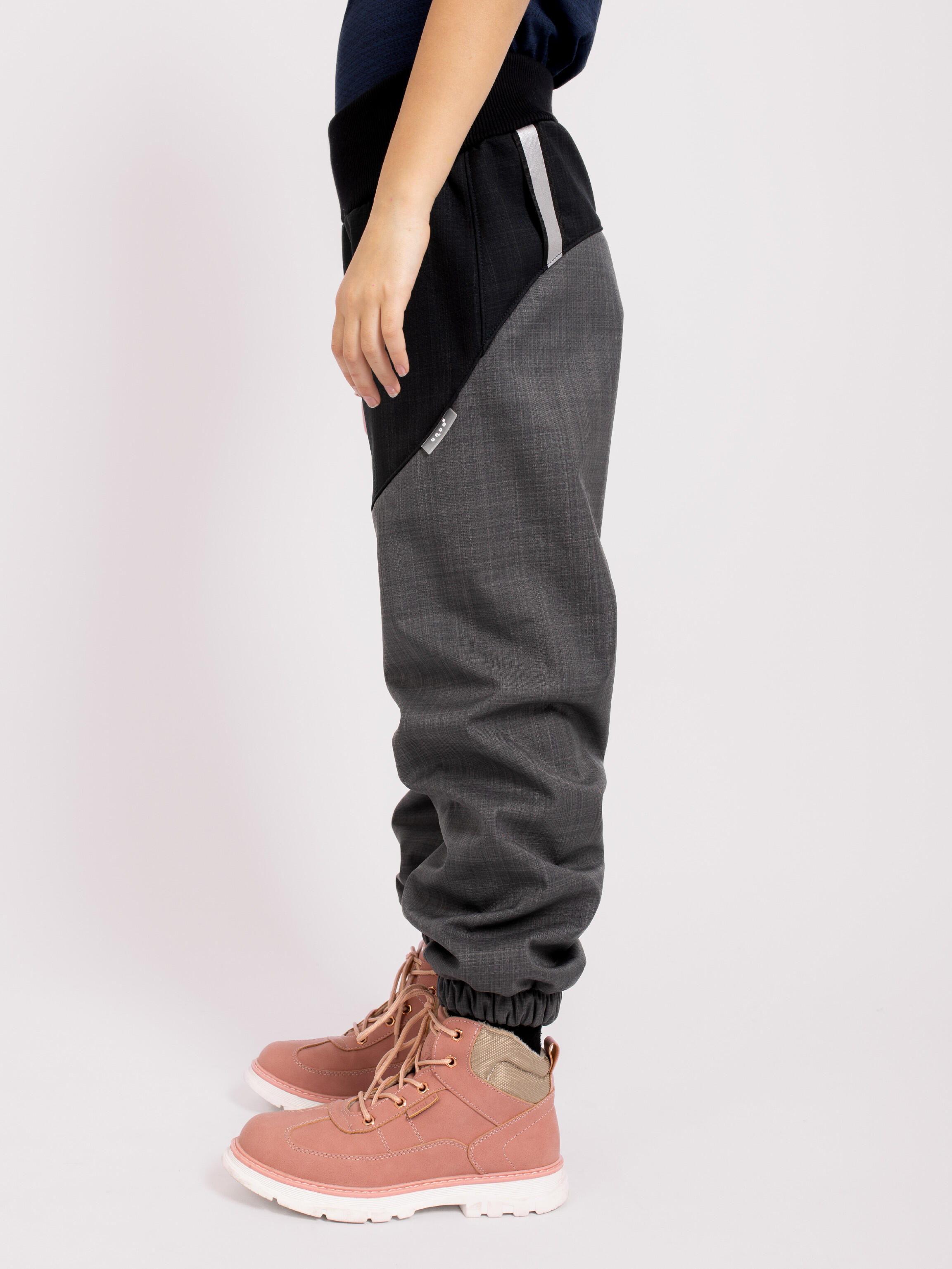 Softshell-Hose mit Teddyfutter für Kinder Light, Grau Gestromt, Schwarz Gestromt 2/7