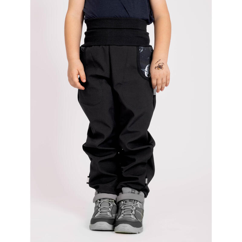 Dětské softshellové kalhoty s fleecem Basic, Černá, Planety