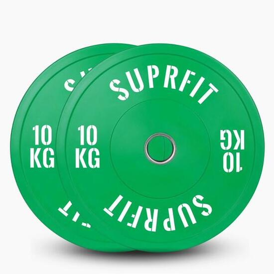 Colored Bumper Plates White Logo (Pair) - 10 kg