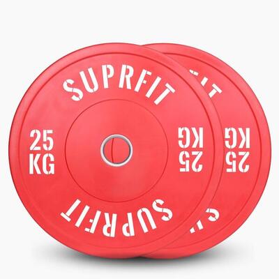 Colored bumper plates white logo (paar) - 25 kg